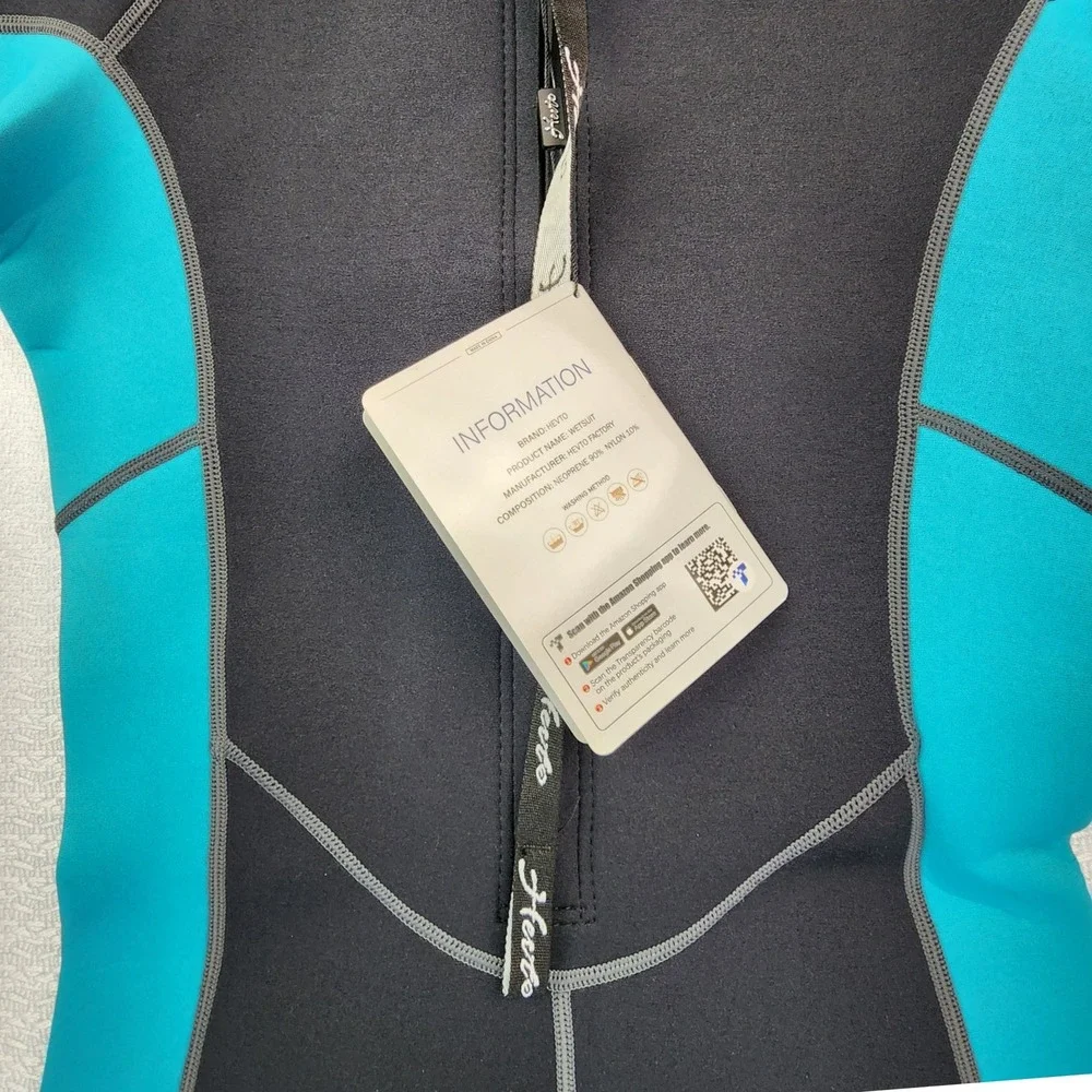 Hevto S Black‎ Teal Shorty Wetsuit Neoprene Surf Swim Snorkel Scuba Water Sports